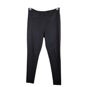 Vylette Juniors Seude Black High-Waisted High Rise Ponte Stretchy Warm Leggings